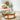 Elegant Solid Oak Wood Round Coffee Table with Tempered Glass Top