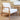 Luxurious Oak Wood Frame White Linen Modern Accent Armchair for Living Room